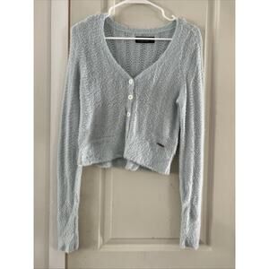 Abercrombie And Fitch Soft A&F Cardigan Womens XS Sweater Powder Blue Fuzzy Crop